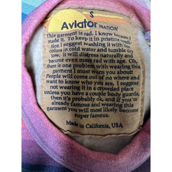 AVIATOR NATION TULUM BOLT STITCH SWEATSHIRT LIGHT KHAKI WOMEN’S SIZE SMALL - Picture 7 of 8